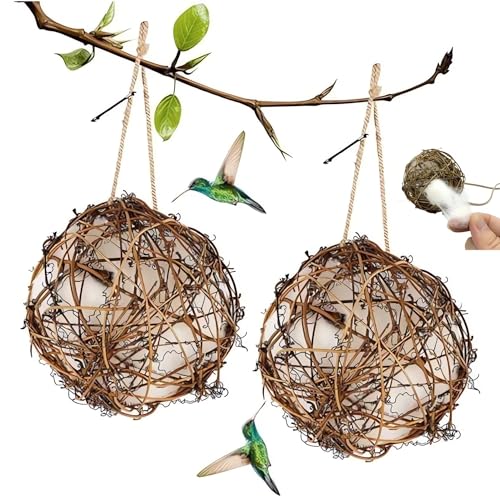 2PCS Globe Hummingbird Nesters - 2024 New Handmade Birdhouse and Birdhouse Materials, Hummingbird Nesting Houses Set, Hanging Bird Nesters for Wild Birds, Ideal Gift for Bird Lovers (8cm/3.15in)