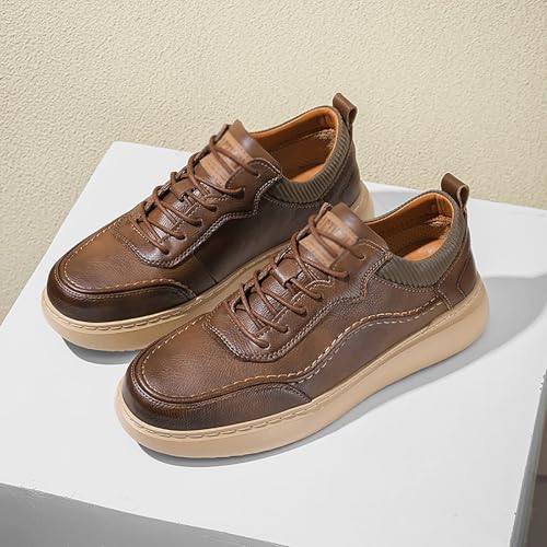 Men's Lace-Up Leather Platform Sneakers Fashion Slip-On Business Oxford Dress Shoes Casual Non-Slip Tennis Driving Walking Shoes3