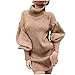 Produktbild Pulli Kleid Damen, Winter Mode Frauen Fester Rollkragen Strickjacken Langes Beiläufiges Langes Hülsen Pullover Kleid Sunday (Gelb, XL)