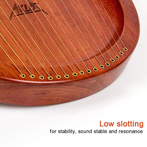 Lyre Harp, Aklot 16 Metal Strings Mahogany Lye Harp With Tuning Wrench,Spare String Set,Pickup,Black Gig Bag #TOP7