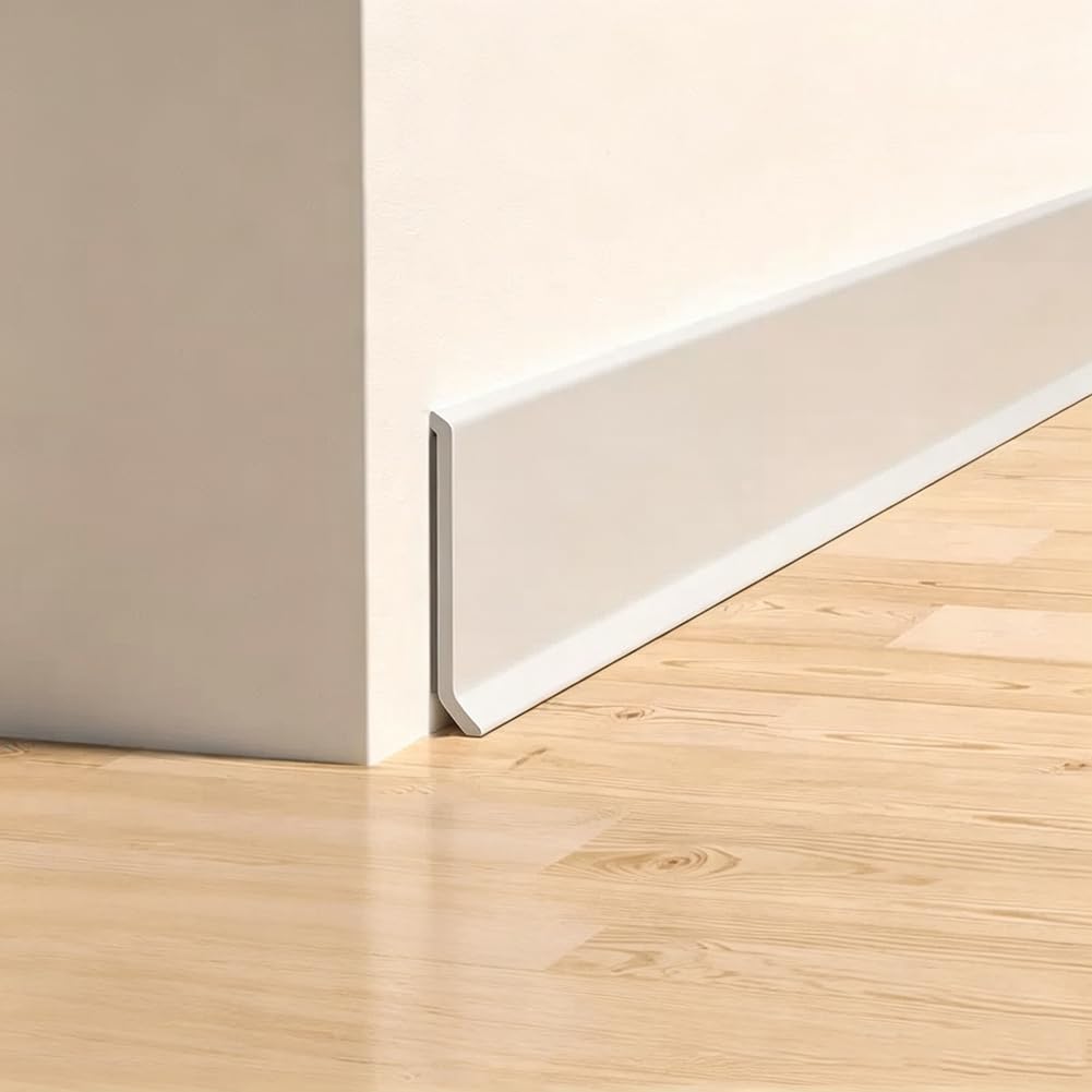 Tmapruvg White Pvc Baseboard Molding Trim,8Cm*3M Flexible Peel And Stick Wallpaper Border With Self-Adhesive Backing,Waterproof Wall Edging Line Rubber Wall Base