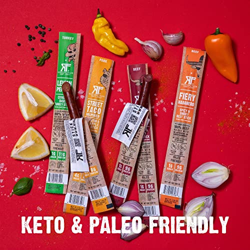 Righteous Felon Jerky Meat Sticks | High Protein, Low Carb, Keto, Gluten Free, Low Sugar, Healthy Snack Stick | All Natural, Individually Wrapped (Variety Pack - 24 Pack) #TOP3