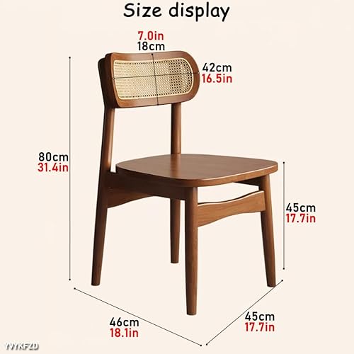 Miniatura 3 de YVYKFZD Solid Wood Dining Chairs Set, Armless Kitchen Chairs, Dining Room Chair with Rattan Backrest, Comfy Side Chair, for Living Room, Bedroom,
