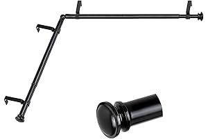 TONIAL Corner Window Curtain Rods,Adjustable Curtain Rods for Corner Windows within 32" to 86"
