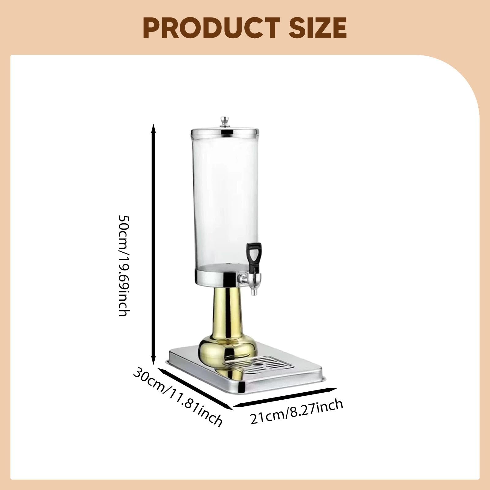 rockible Dispensador Automático de Agua Caliente Y Fría con Bandeja Antigoteo, 3 litros, para Restaurantes, Oro, Individual