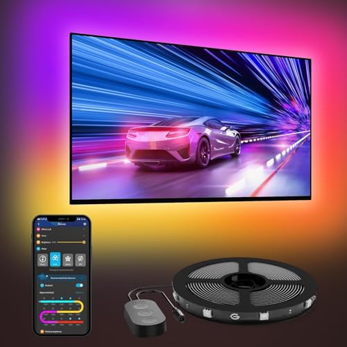 Govee Led tv achtergrondverlichting, 2,4M RGBIC achtergrondverlichting voor 40-50 inch tv, slimme ledstrip met Bluetooth wifi en app-bediening, werkt met Alexa en Google Assistant,