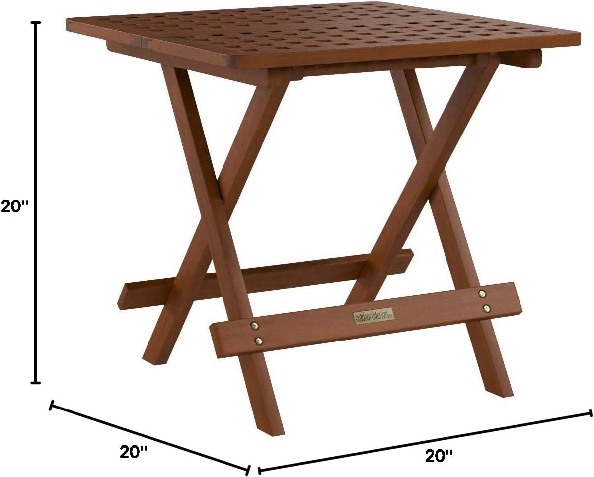 Outdoor Interiors 10070 Eucalyptus Folding Side Table, Fully Assembled