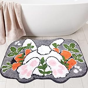 Hexagram Easter Bathroom Rugs Bunny Easter Rugs for Bathroom Farmhouse Bath Mats Decorations for The Home Holiday Cute Non Slip Decor 16×24 Inches