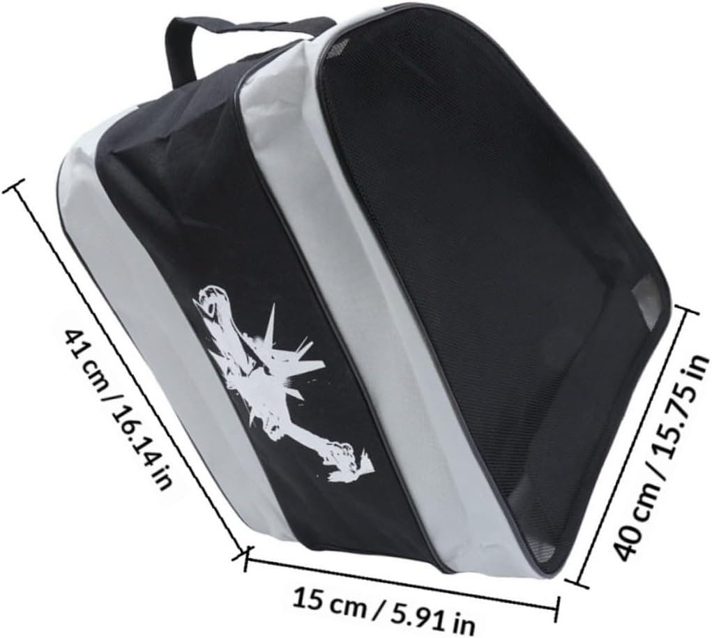 Toyvian Roller Skate Pouch Ice Shoe Storage Bag Triangle Skate Bag Portable Zippered Black Shoulder Strap and Adults Ice Skating and Roller Skating