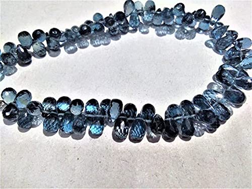 Perles gouttes facettées London Blue az en véritable topaze naturelle
