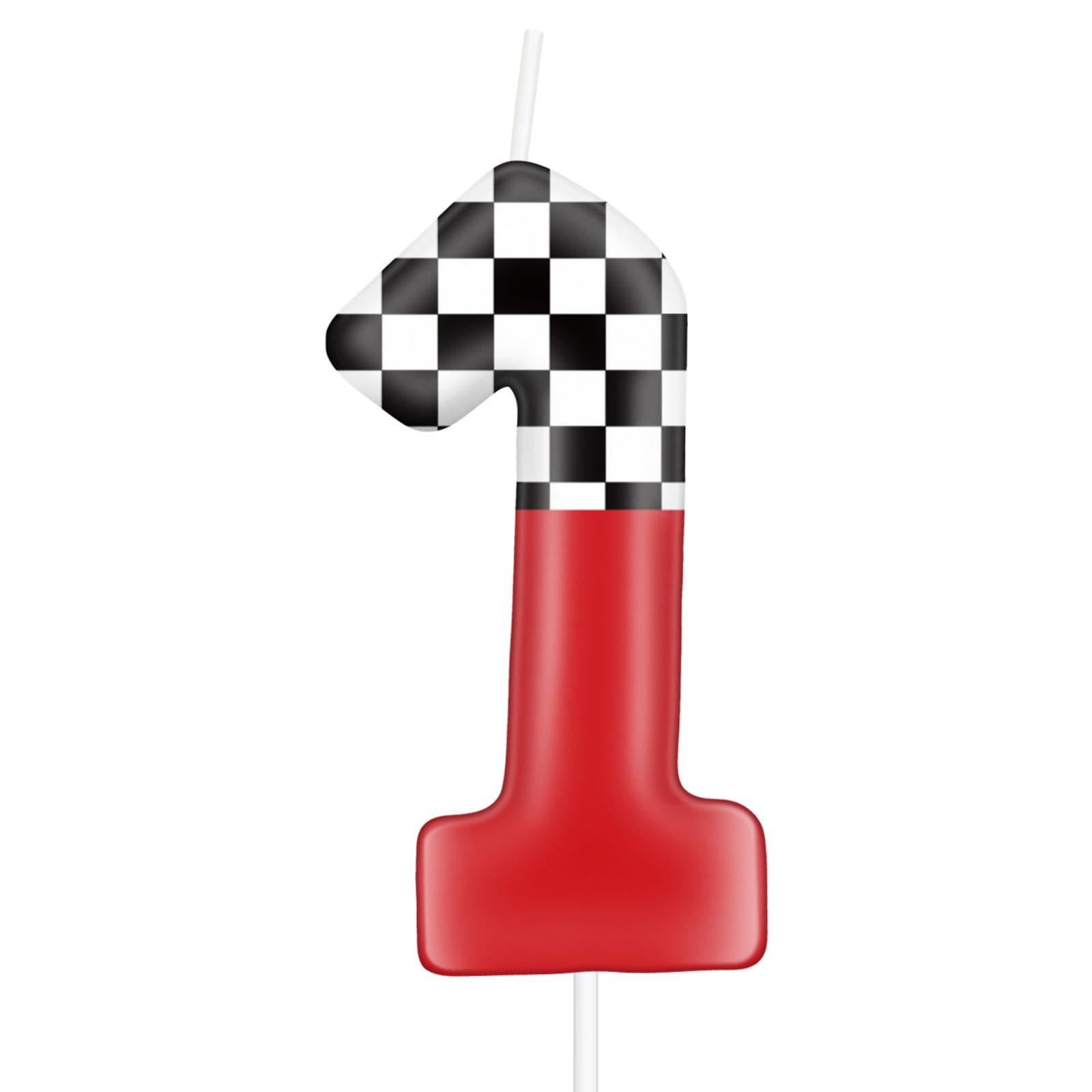 Racing Car Number Candle,Race Car Theme Cake Topper Decorations,Red Black and White Racing 1st Birthday Cake Decorations for Boys Girls Party Supplies