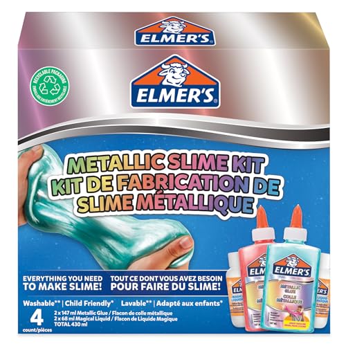 Elmer’s kit pour slime nacré | Ingrédients pour slime avec colle PVA nacrée | Liquide magique activateur de slime inclus | Kit de 4 pièces