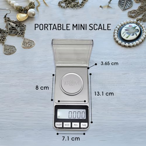 Image of Atom XS Electronic Pocket Digital Scale 100gms x 0.001gms | Digital Jewellery Scale | Atom A 205 Pocket Scale., Silver