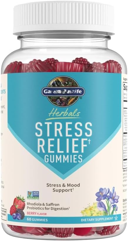 Garden Life’s Stress Relief Gummies � Mood Support with Probiotics & Prebiotics, Non-GMO & Gluten-Free, 30 Servings, 60 Gummies