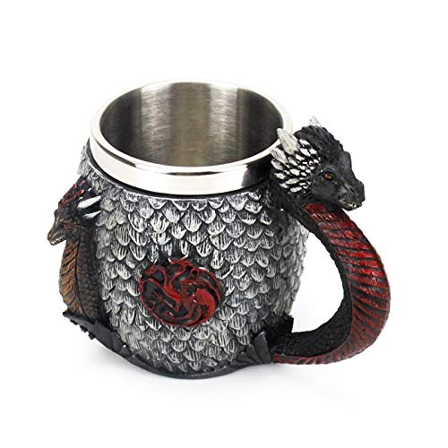 MOLUO Copa de Calavera Juego de Tronos Taza de la Casa Targaryen Sangre y Fuego del dragón...