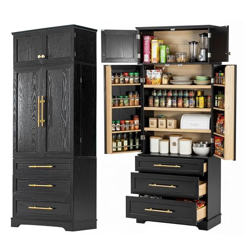 Merax 78.2" Tall Farmhouse Kitchen Pantry Cabinet with 8 Door