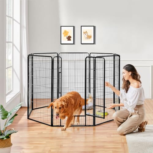 Yaheetech Welpenauslauf 8 Panele 120 cm hoch Metall mit Tür