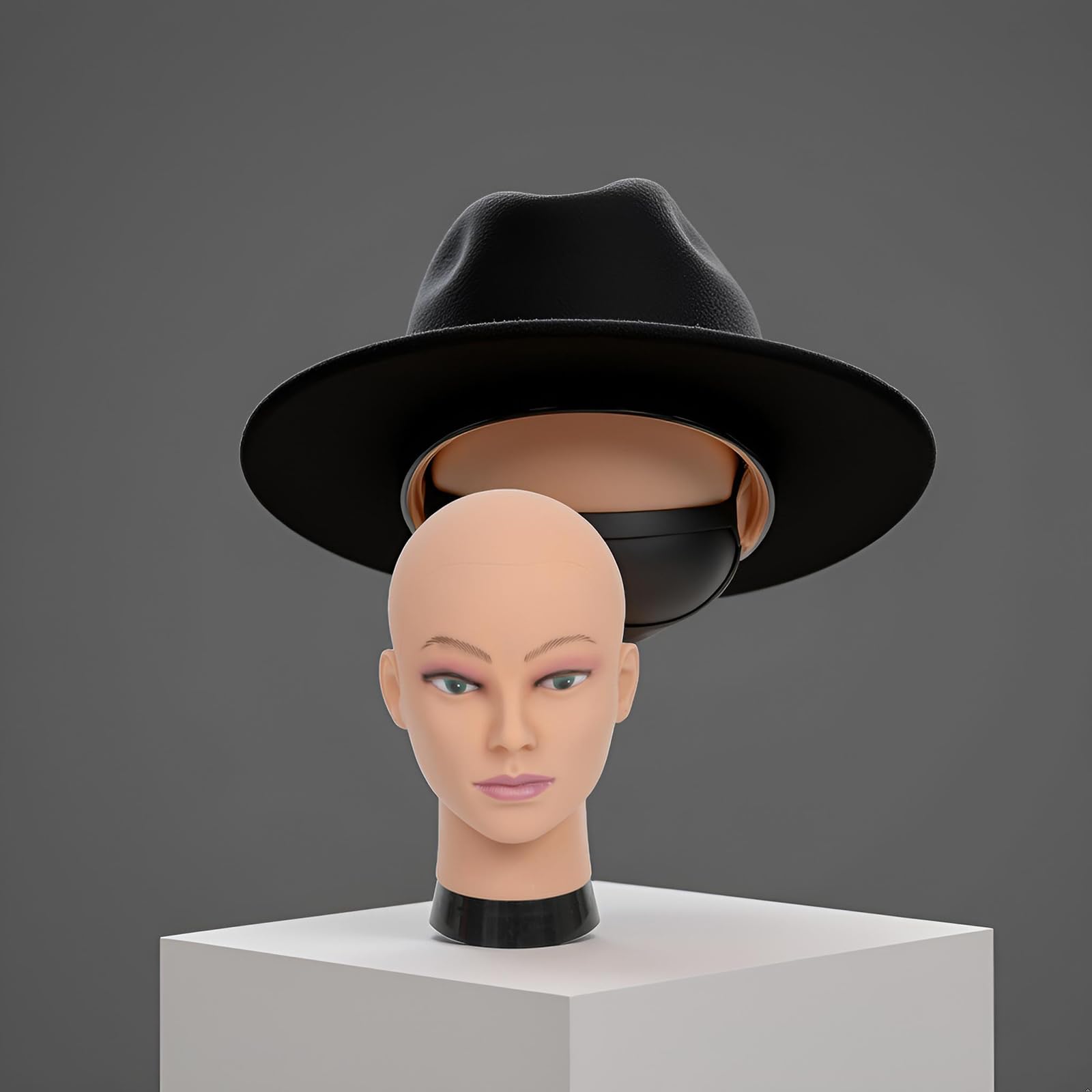 Cabeza de maniquí femenina calva profesional para entrenamiento de cosmetología, cabeza de maniquí calva para hacer pelucas y soporte de exhibición con abrazadera de mesa gratis