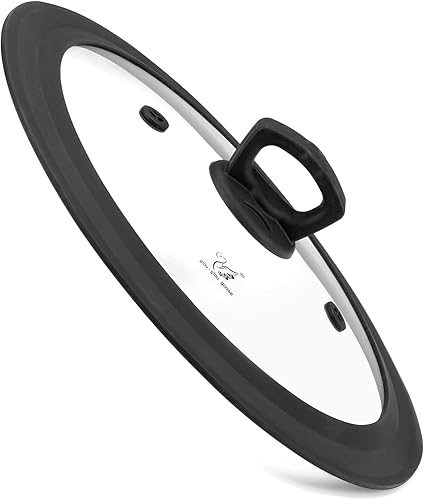 Tapa universal de vidrio templado ventilado para sartén con borde de silicona resistente al calor, tapa de salpicaduras de microondas, apta para