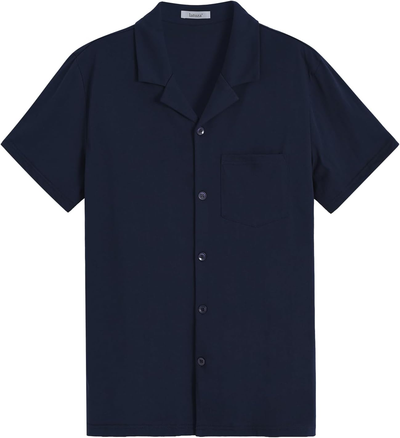 Latuza Men's Cotton Knit Pajama Shirt Button Down Pj Top