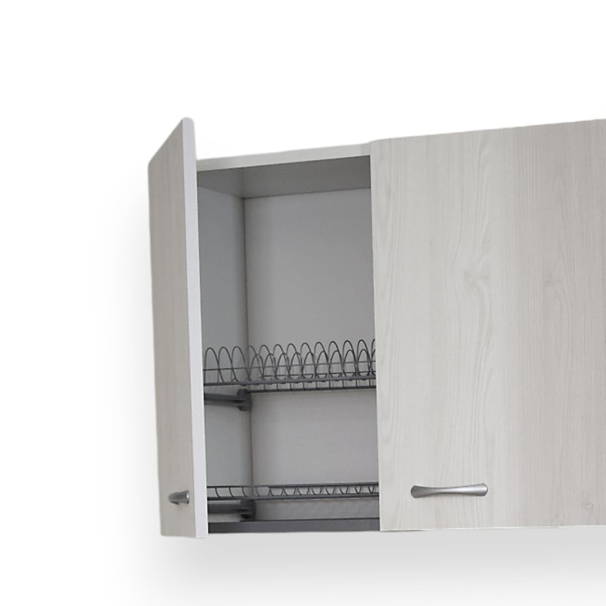 Yellowshop - Mobile cucina sottolavello a 2 ante e cassettiera cm 120 effetto legno Frassino Moire componibile con lavello inox e scolapiatti Basic (Sottolavello completo piano Dx)