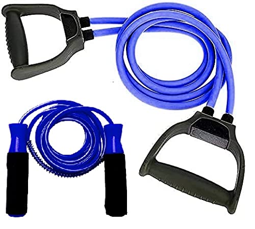Resistance Tube & Skipping Rope Pull Rope Exercise Band for Stretching, Workout, Home Gym and Toning with Grip D Shaped Foam Handles for Men and Women (B09MSKPHSH) Amazon Price History, Amazon Price Tracker