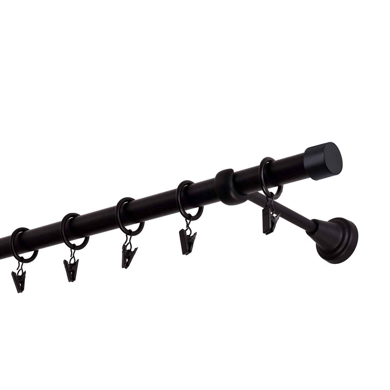 MDEKOR Gardinenstange 540 cm einläufig | Vorhangstange für die Wandmontage oder Deckenmontage Schwarz aus Metall | Gardinenstangenset Ø 19mm