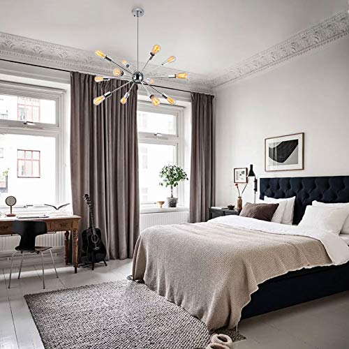 Pakokula 12 Lights Mid Century Sputnik Chandelier Chrome Modern Sputnik Ceiling Light Fixture Industrial Vintage Pendant Lighting For Dining Room Living Room Bedroom Kitchen #TOP1