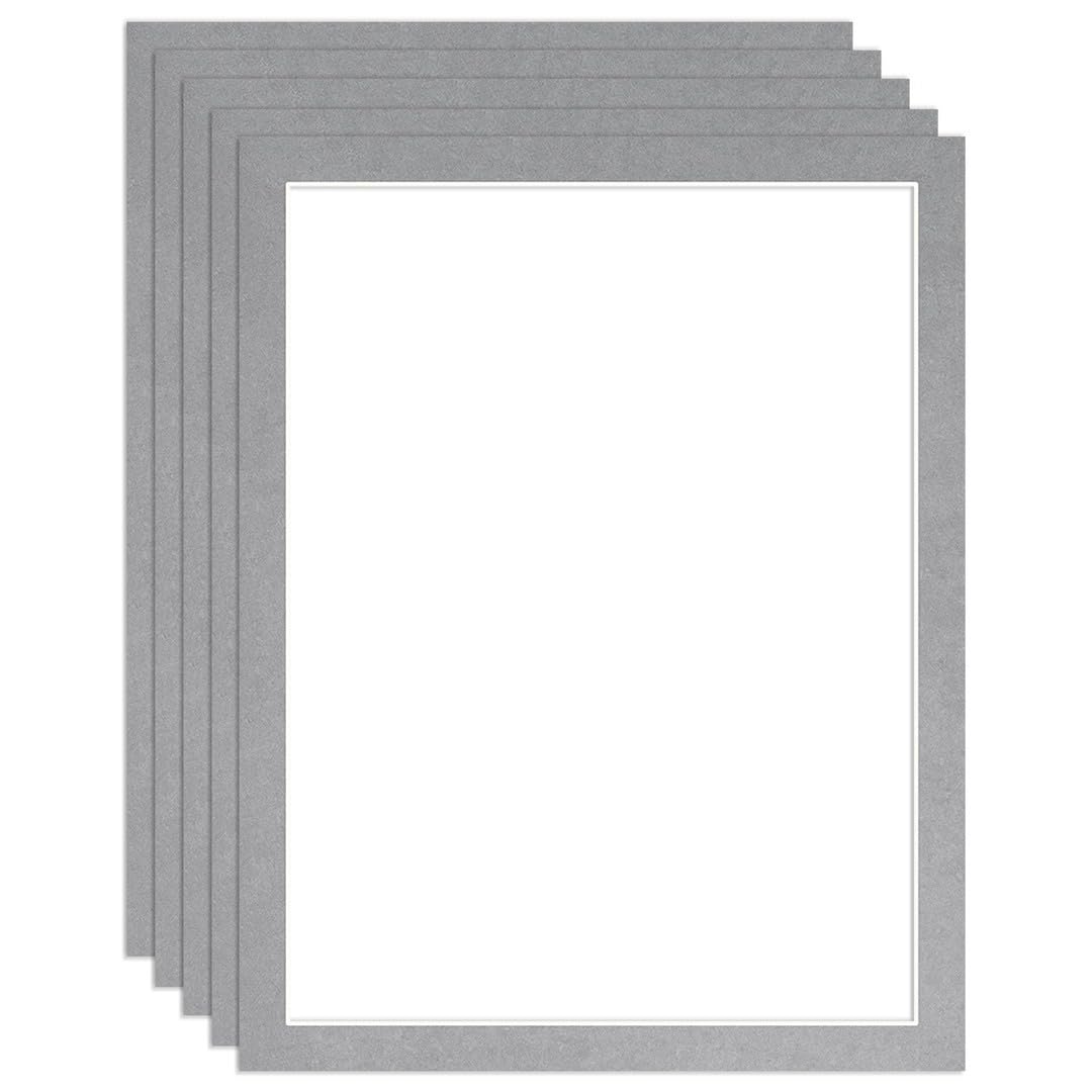 Procut Global 90x70cm Silver Picture Mounts to Fit 80x60cm Aperture - Precision Cut Cardboard Photo Mount - Ideal for Frames, Prints, Artwork & Certificates - Sizes & Colours Available - 5 Pack