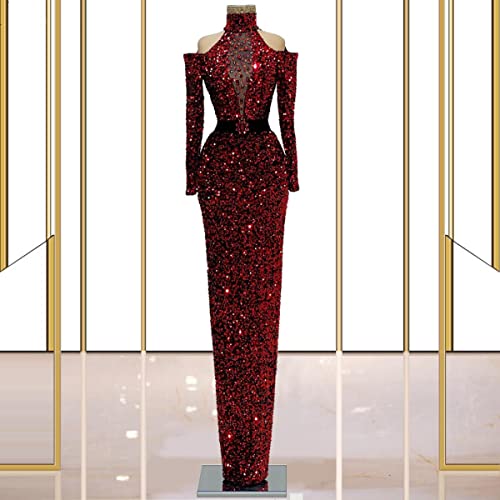 Keting Shiny Burgundy Sequined Crystals Mermaid Prom Evening Shower Party Dress Celebrity Pageant Gala Gown2