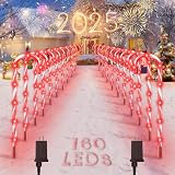 AOSEA 20 Pack Christmas Candy Cane Lights, Upgraded 160 Red LEDs Christmas Decorations Outdoor&Indoor, Christmas Light Waterproof with 8 Lighting Modes for Pathway, Yard, Walkway, Lawn, Garden Decor