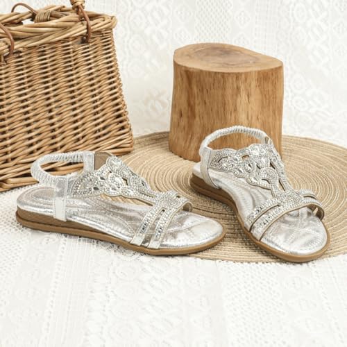 Girls Summer Bohemia Glitter Rhinestone Princess Sandals Crystal Beach Shoes2