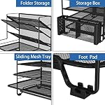 Simple Trending 7 Tier Desk File Organizer, Letter Tray Paper Organizer with Pen Holder and Metal Hanging Basket, Black - Image 3