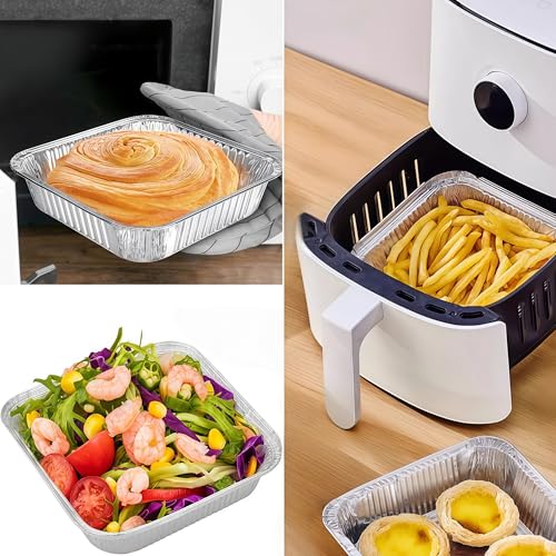 WizeFolk Grillschale Alu,40er Set Aluminium Schale,Tropfschale Grill,Aluschalen Grill, Aluschale, eckige Grillschalen,Alu Tropfschalen,Fettauffangschale,für Backen Braten Kochen 20 x 20 x 4,5 cm
