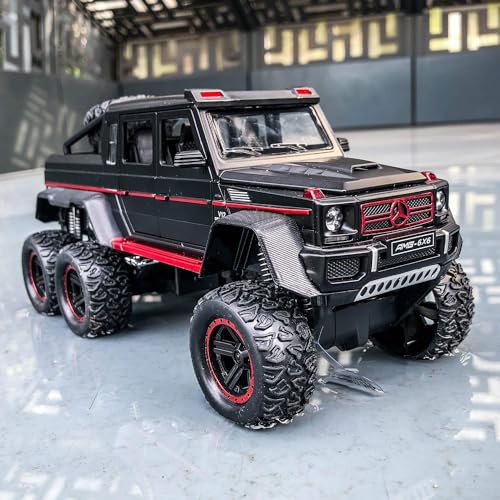 Image of 1 /22 Benz G63 AMG 6x6 V12 Off-Road Black Pickup Model Car, Zinc Alloy Pull Back Toy car with Sound and Light for Kids Boy Girl Gift (Black)