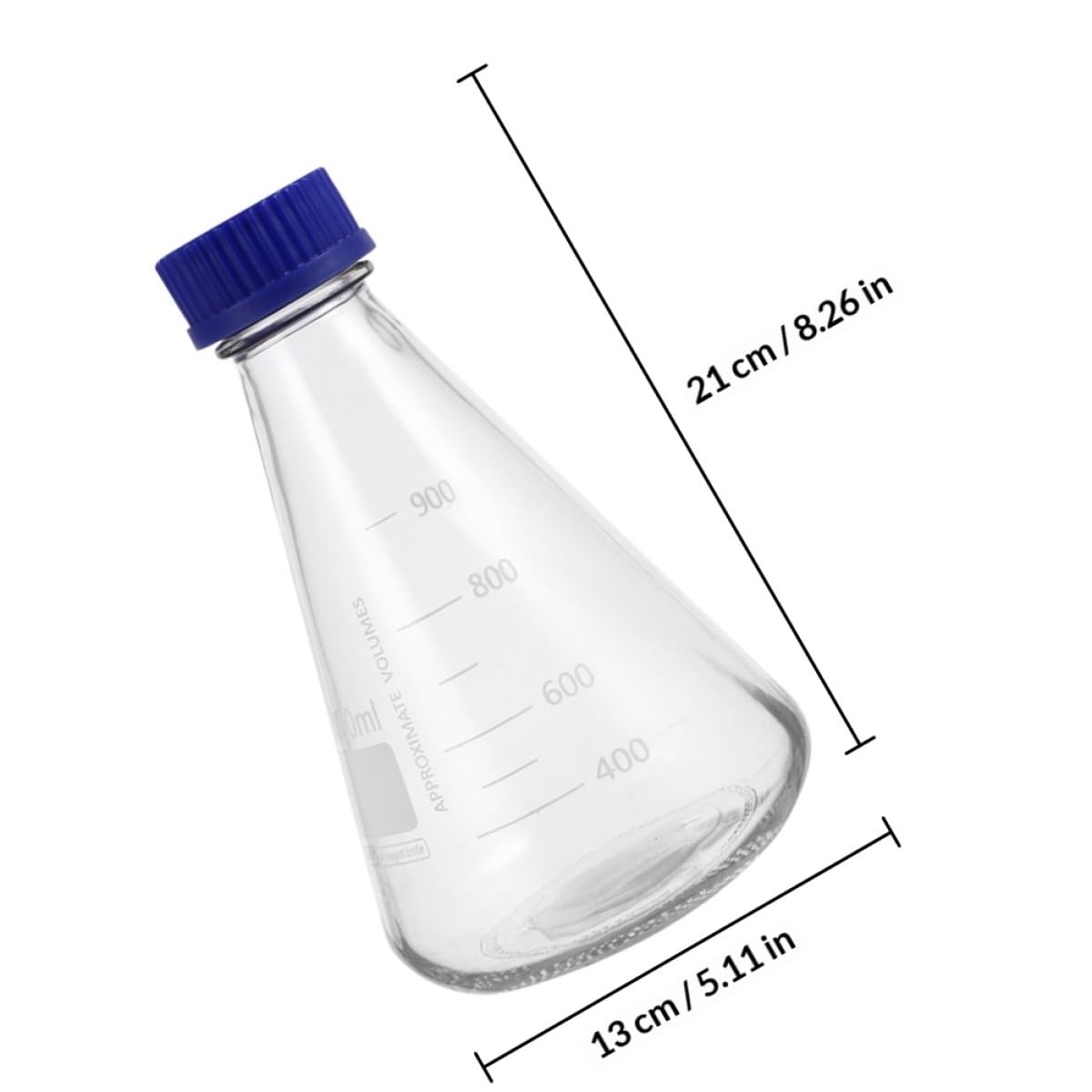 GLEAVI 2pièces Flacons Coniques pour Réactifs Verre avec Bouchon à Vis Bleu et Graduation Matériel de Laboratoire