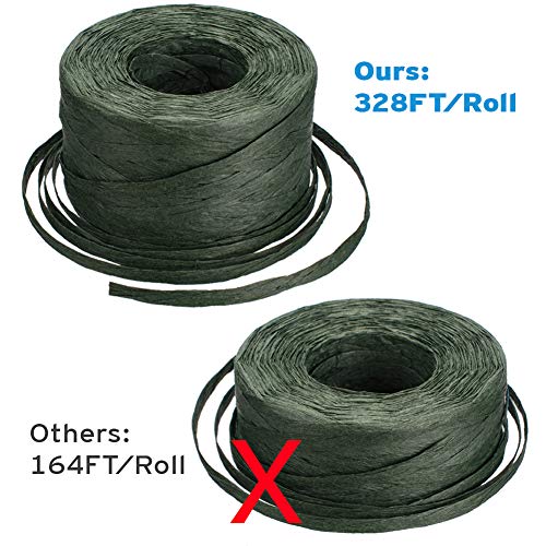 Sooez Raffia Ribbon String, 984 Feet Christmas Gift Wrapping Raffia Paper String Ribbon Packing Paper Twine For Craft Diy Supply Christmas, 328Feet Each Roll #TOP4