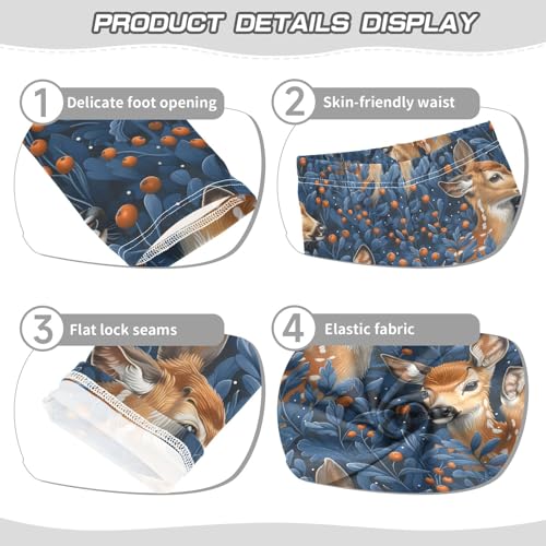 Tropical Deer Blue A Girls Leggings Athletic Pants Tights Stretch Bottom3