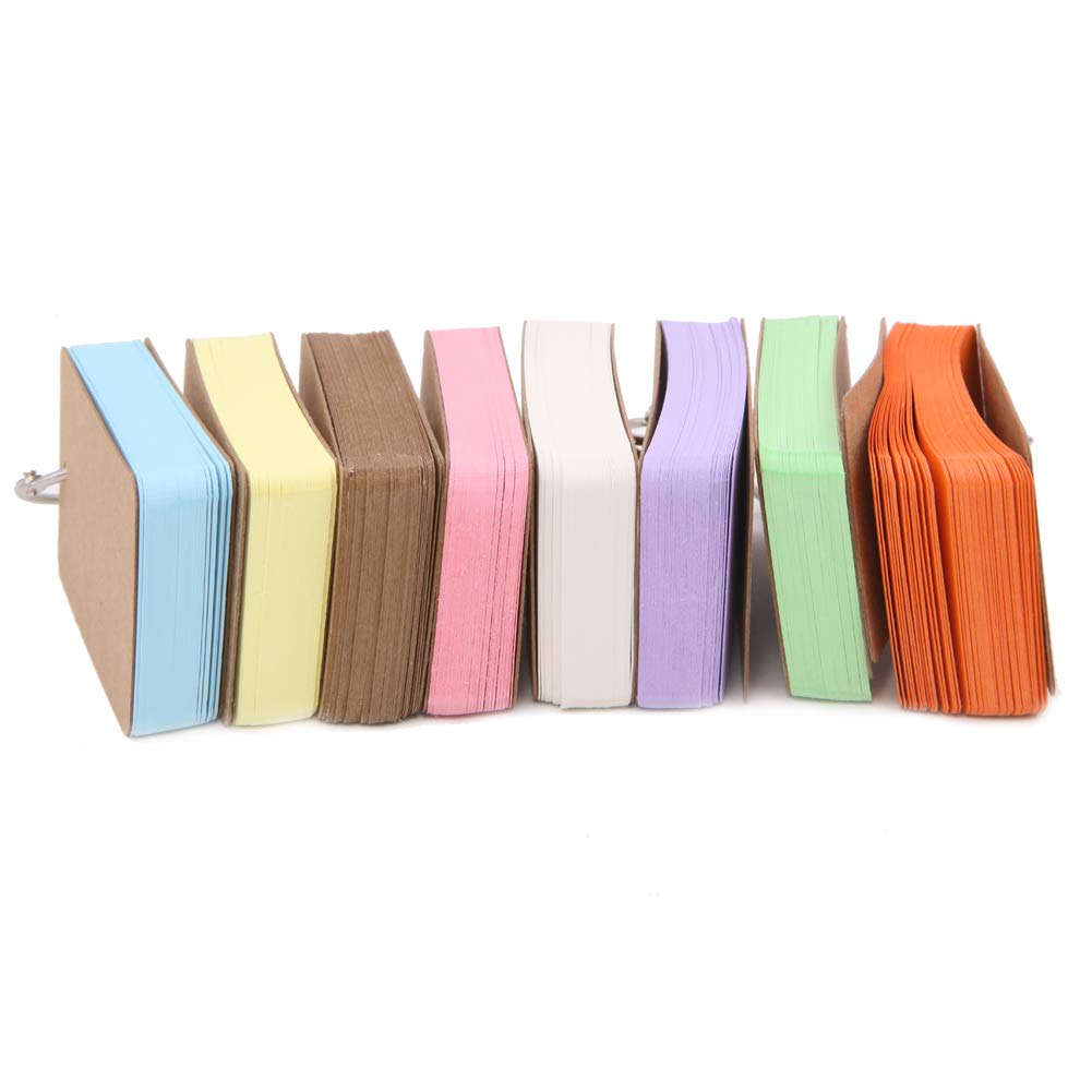 Geluode 8 Stück Karteikarten mit Ring, Pocket Lernkarte, Easy Flip Flash Karte, Multicolor Mini Notizblöcke für Memos, Vokabel Lernen, Malen und Graffiti (400 Blätter)