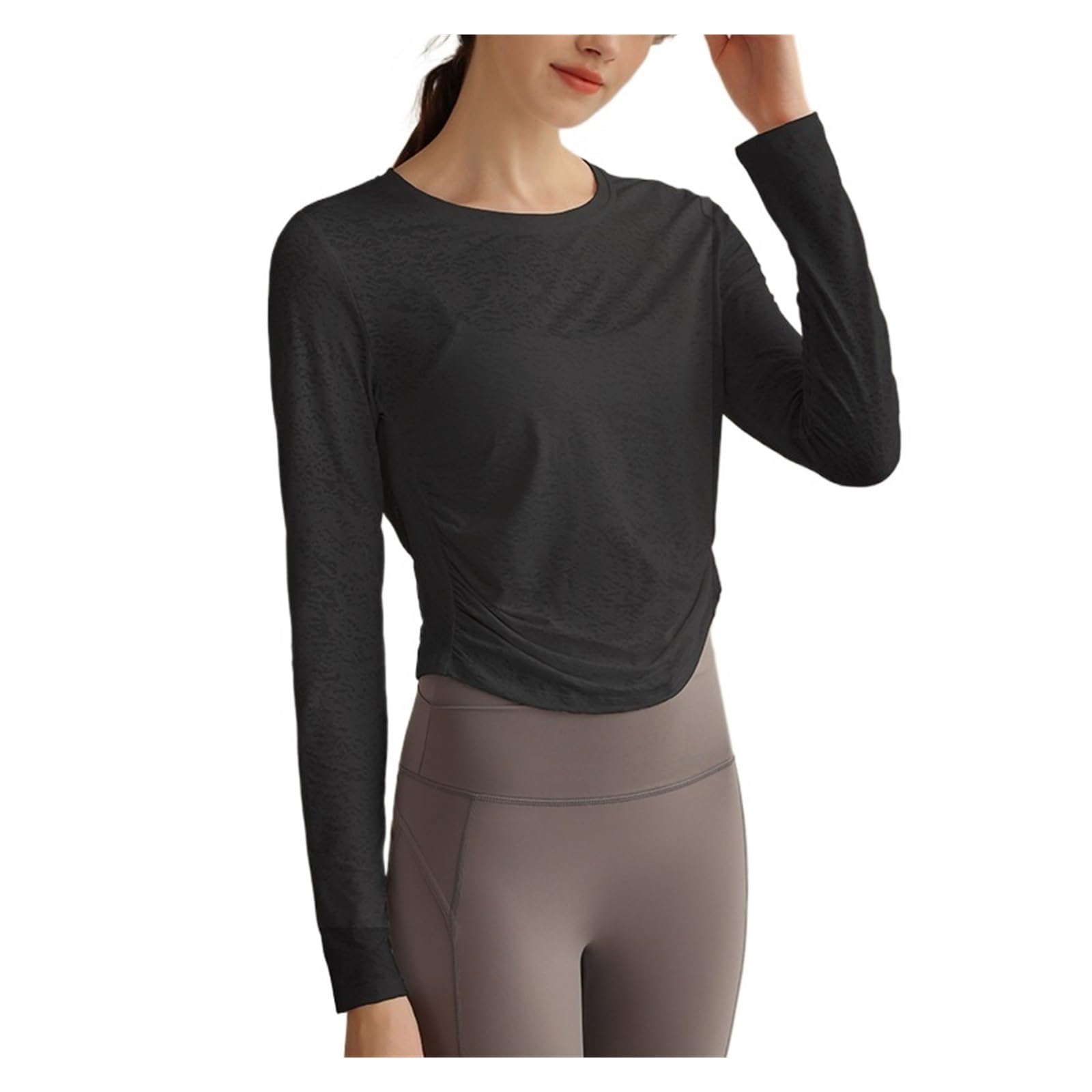 Maglia Palestra Donna T-Shirt da Yoga Traspirante, Donna, Corsa, Fitness, Manica Lunga, Allenamento for Pilates, Top Sportivo