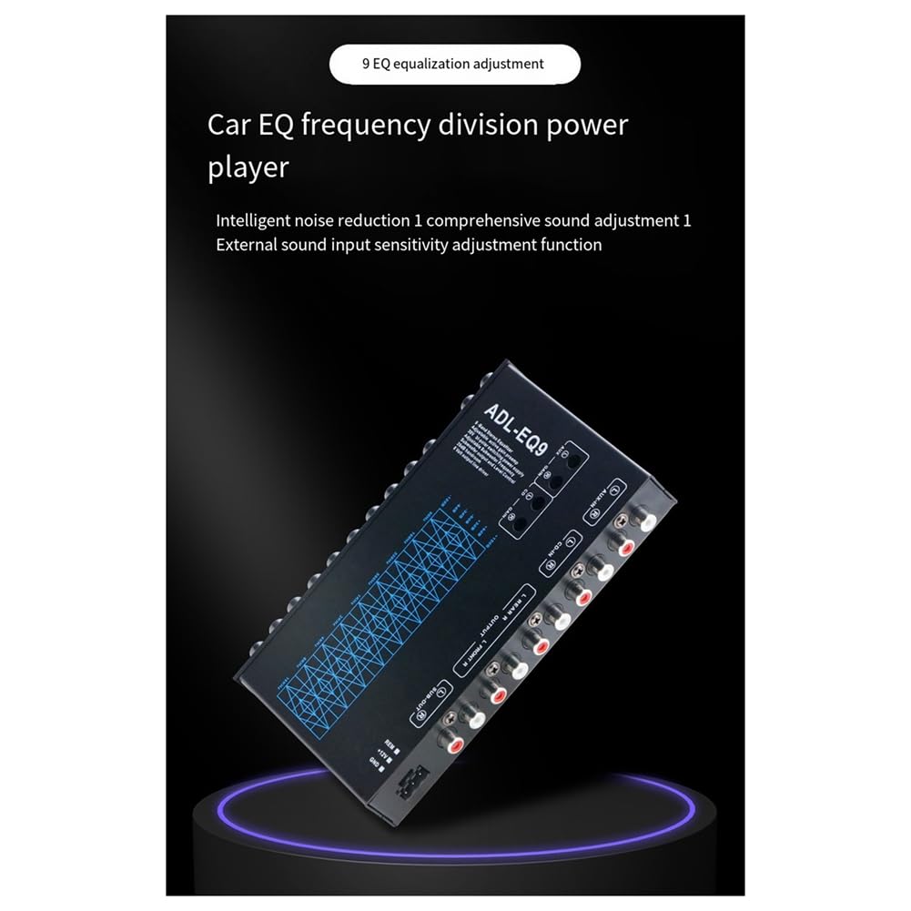 Equalizzatore Grafico Automatico Quadrato A 9 Bande Audio Digitale per Auto -EQ9 Equalizzatore Amplificatore per Auto Serie +Filtro Regolabile
