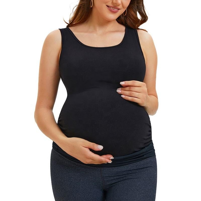 Tank Top Wear Pregnant Women Yoga Solid Color Plus Size Vest Maternity Clothes Pregnant Tank Tops Women-image-28