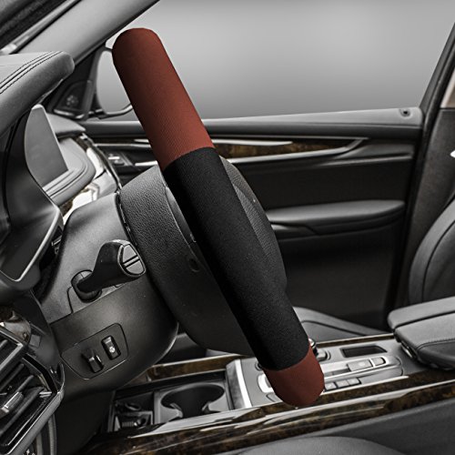 Image of FH Group Universal Fit Modernistic and Seat Belt Pads Combo Set Red Steering Wheel Cover Fits Most Cars, SUVs