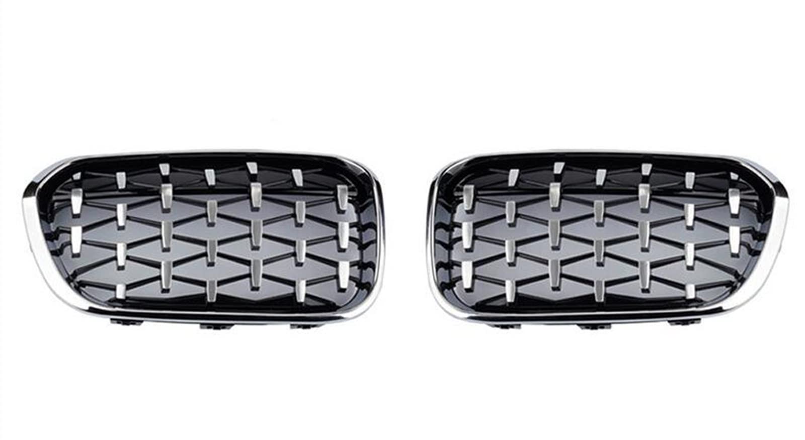 Hnhlsm Silver Bumper Grille Diamond Style Fashion Front Grill For Bmw For F20 For F21 2015-2019 118I 120I 125I M140i Gloss Black Grills Grill Grille (Color : )