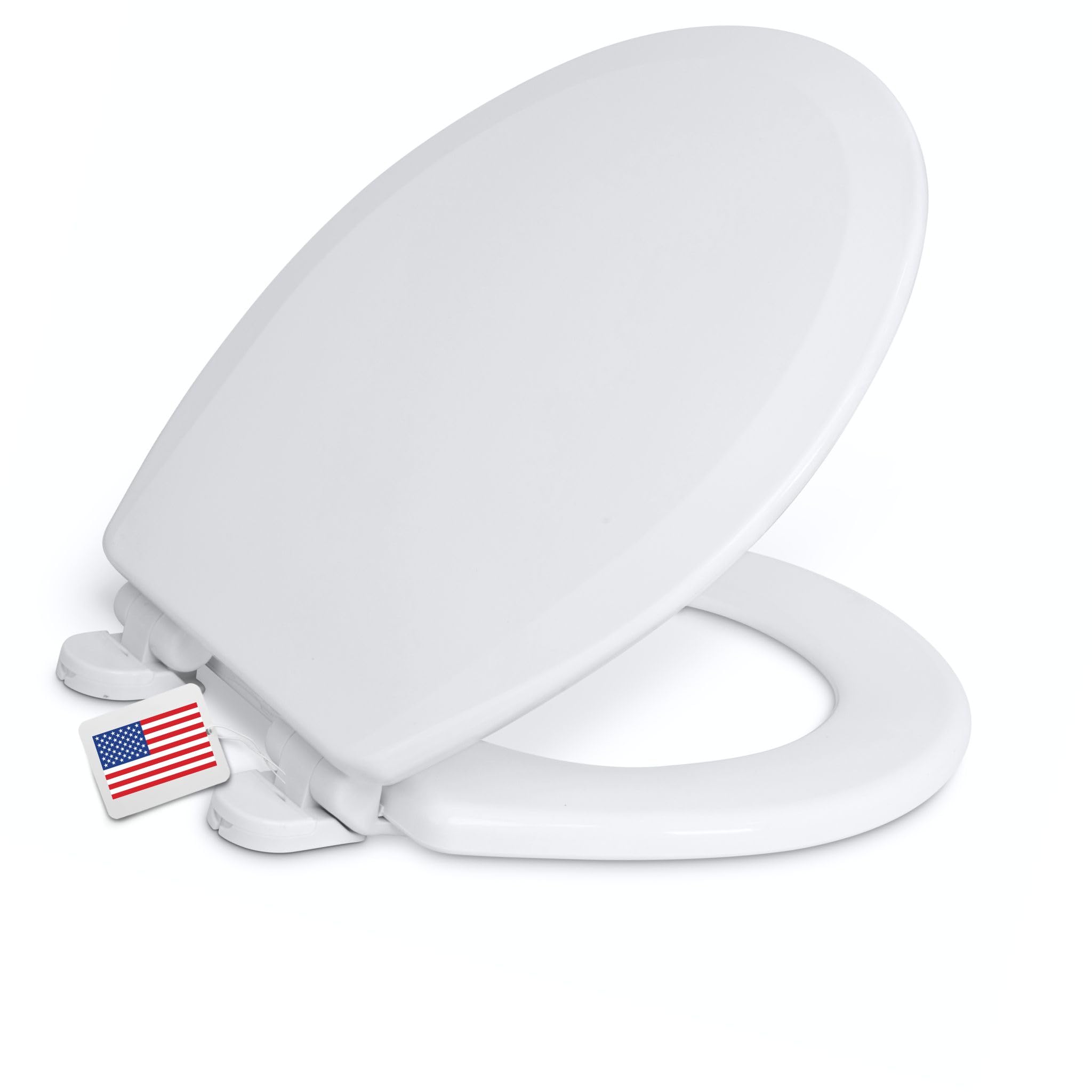 Photo 1 of **MISSING HARDWARE**Centoco Round Toilet Seat, Heavy-Duty Wood Core with Plastic Scratch-Resistant Finish, Soft Close, Made in the USA, DSAMAZ7SC-301, Crane White (Cotton/Bright)