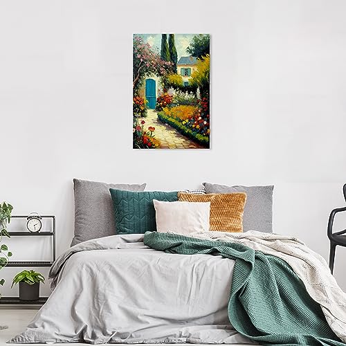 Wynwood Studio Floral and Botanical Cottage Wrapped Canvas Art - English Garden, Wall Art for Living Room, Bedroom, and Bathroom, 24" x 36", Green and Blue Home Decor by Wynwood Studio - Used condition - Image 4