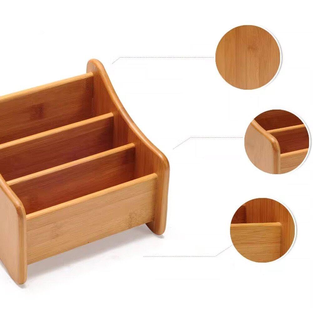 Soporte De Madera De Bambú para Control Remoto, Organizador De Inclusión De Recibos, Estante De Almacenamiento De Cosméticos para Hogar Y Oficina