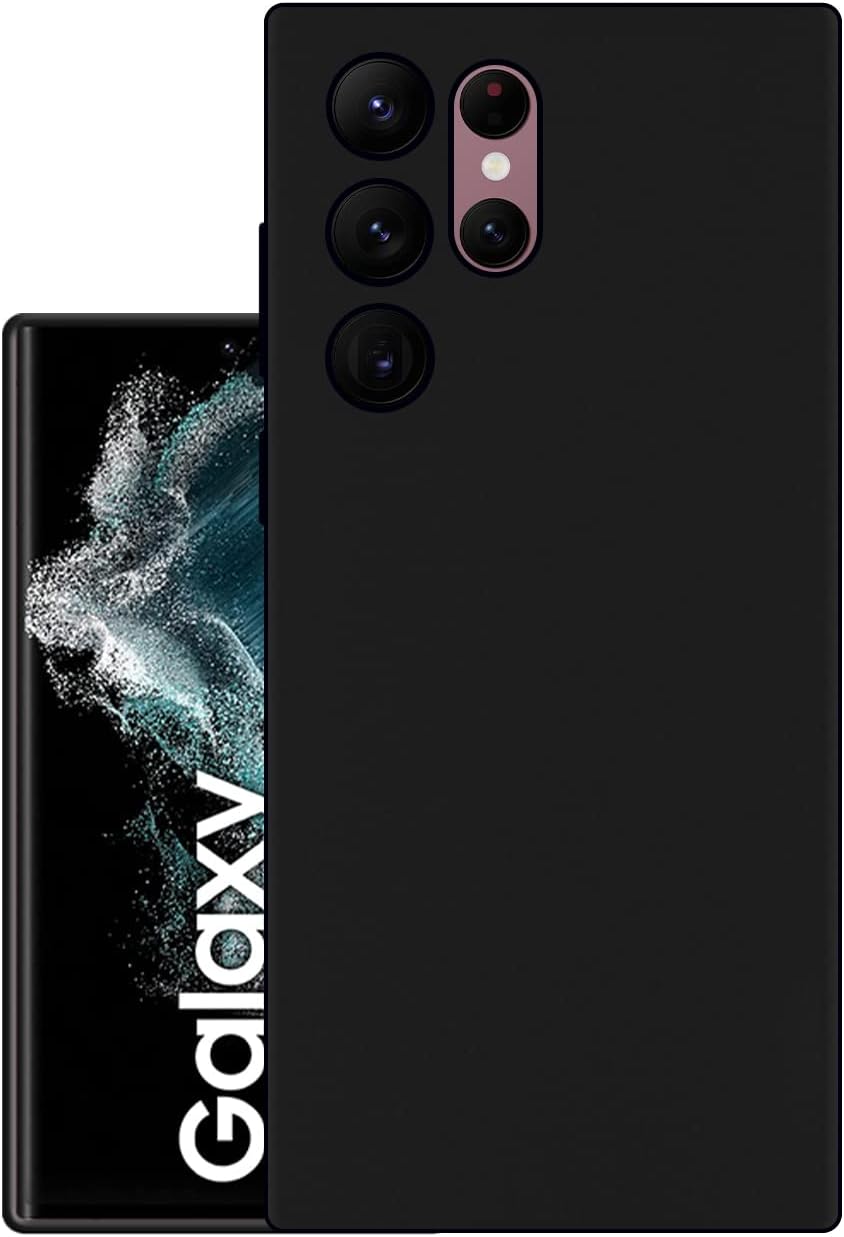 Exclusive Matte Finish Soft Rubber Back Case Cover for Samsung Galaxy S22 Ultra 5G - Black