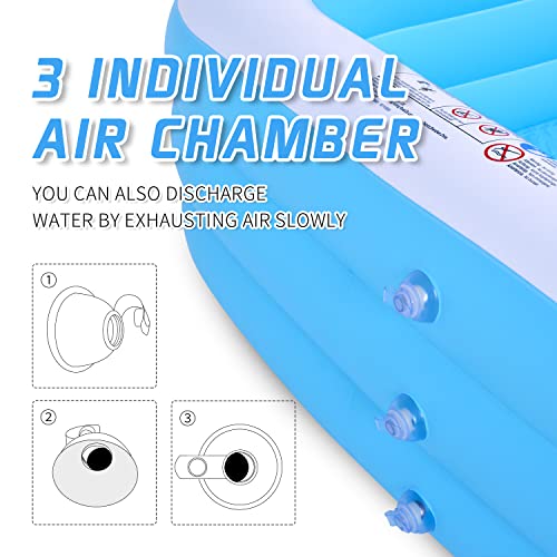 Inflatable Portable Swimming Pool Family Full Size Blow Up Kiddie Pool Play Center 120\" X 72\" X 22\", Suitable for Kids Children and Adults Family Pools for Garden Backyard Summer Pool Party