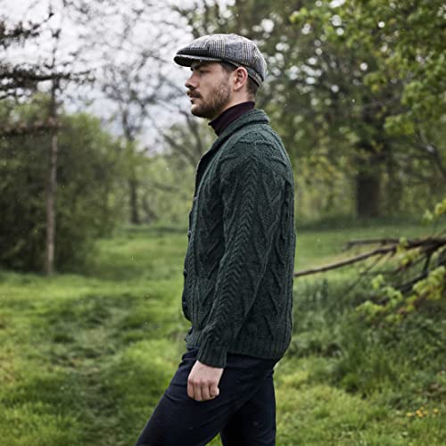 Mens Aran Cable Shawl-Collar Cardigan (Army Green, Xlarge) #TOP3
